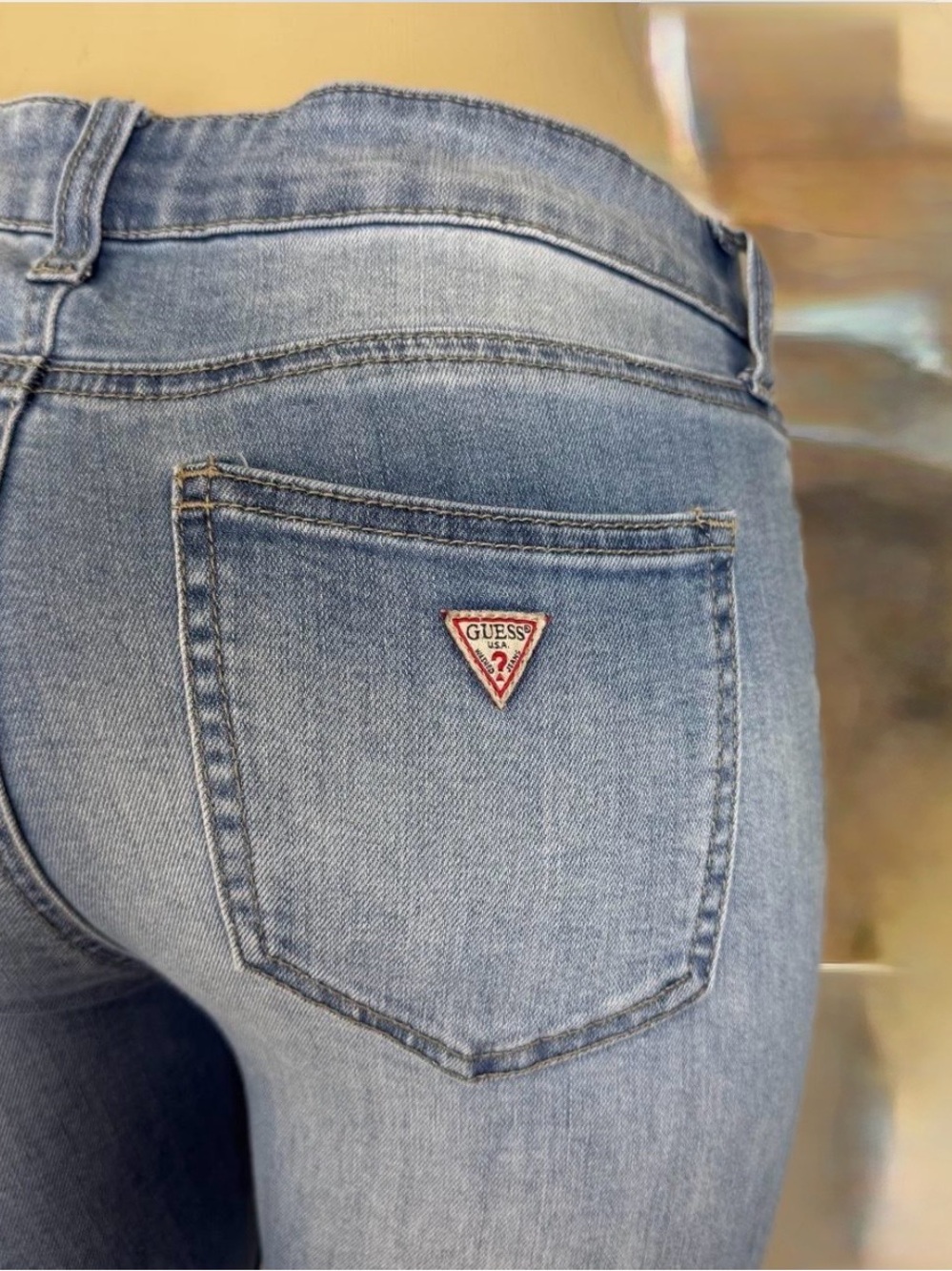 Guess Light Blue Cropped Embroidered Floral Jeans - Picture 7 of 8